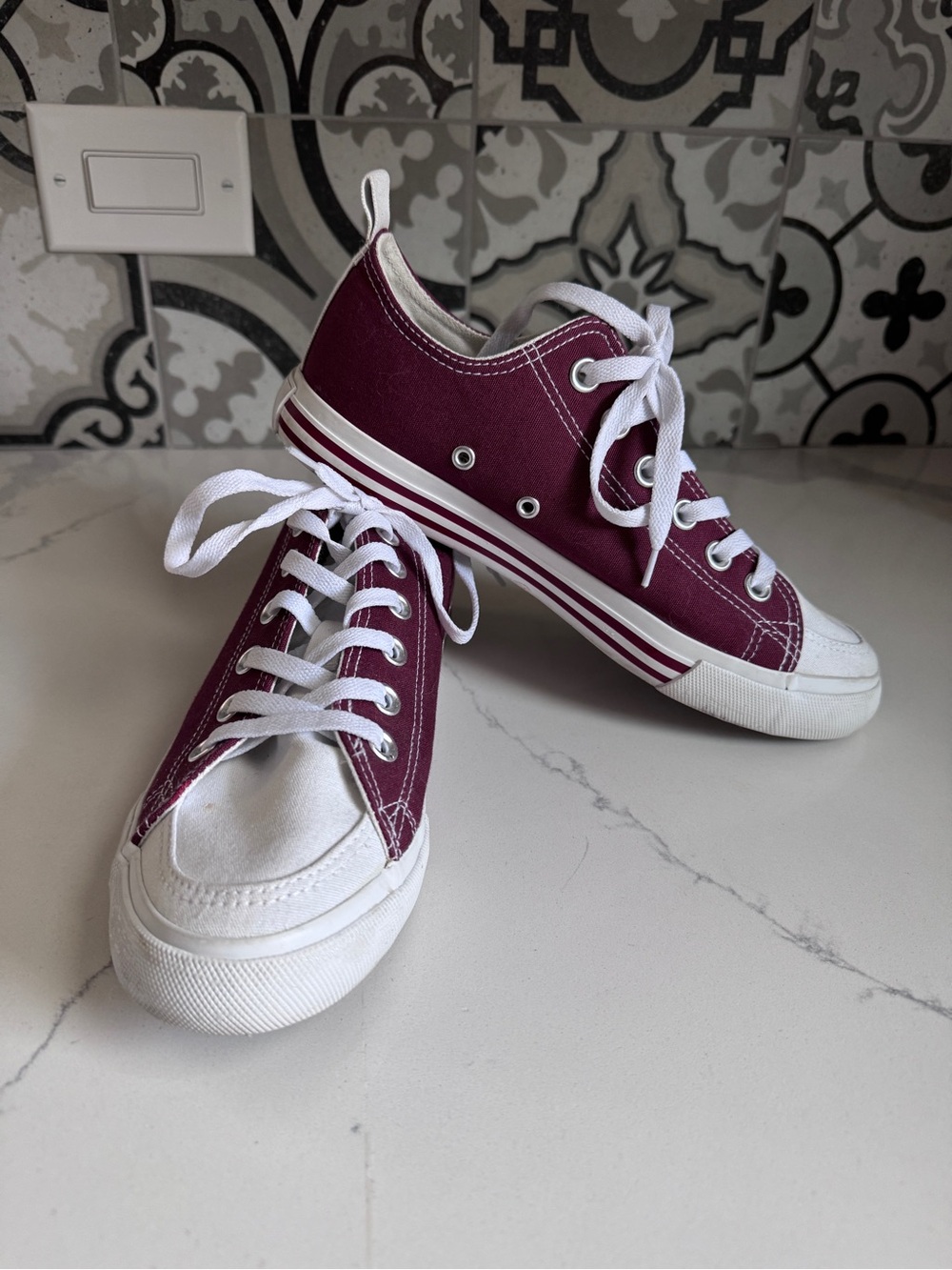 Aggie Canvas Low-Top Sneakers with White Trim